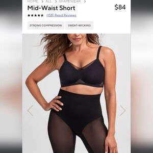 HONEY LOVE Black Mid Waist Shorts Sculpting Strong Compression Sweat Wicking S